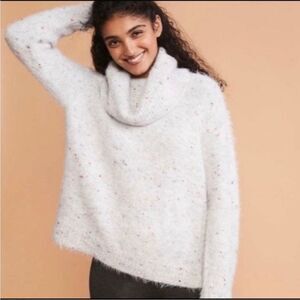 Lou & Grey for Loft Fuzzy Confetti Speckled Oversized Turtleneck Sweater Sz M